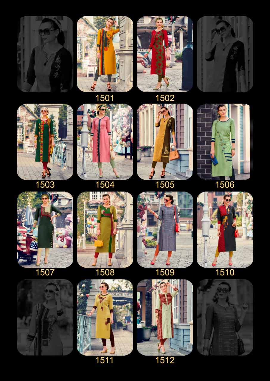 Sawan Honey Vol-15 Rayon Strips Kurti Sawan Honey Vol-15 Rayon Strips Kurti